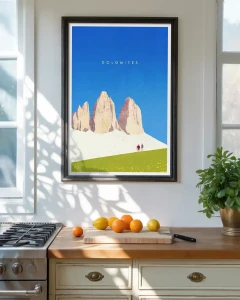 Dolomity Włochy - Trzy Szczyty Lavaredo - aranżacja plakatu w kuchni