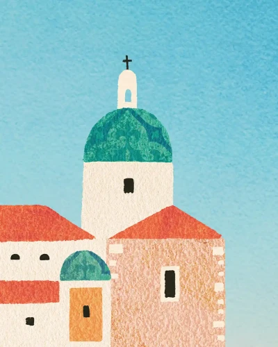 Amalfi Włochy - plaża Atrani - szczegół plakatu