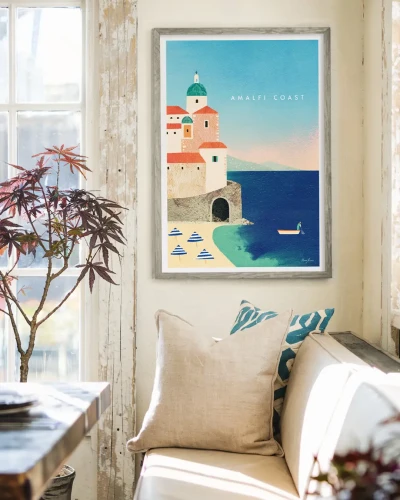 Amalfi Włochy - plaża Atrani - aranżacja plakatu