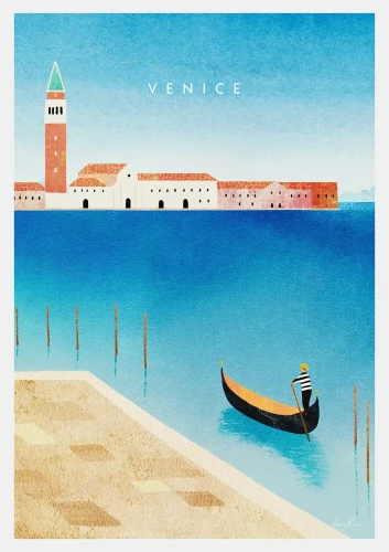 Wenecja Włochy - Canal Grande i Dzwonnica św. Marka - plakat