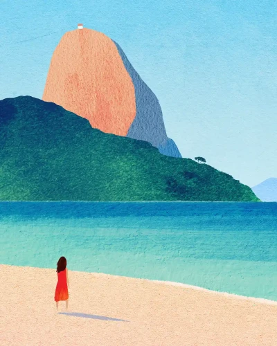 Rio De Janeiro Brazylia - Głowa Cukru - szczegół plakatu