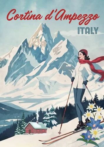 Cortina d’Ampezzo Włochy - plakat