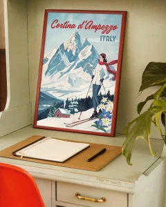 Cortina d’Ampezzo Włochy - aranżacja plakatu na biurku