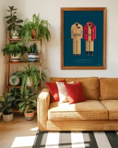Pogromcy duchów: Imperium lodu / Ghostbusters: Frozen Empire - aranżacja plakatu nad sztruksową kanapą