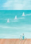 Nad morzem - rower i żagle - plakat