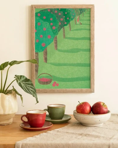 Lato w sadzie - aranżacja plakatu na ścianie w kuchni