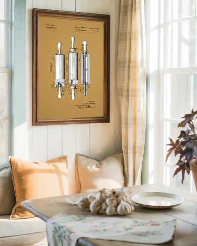 Wałek do ciasta patent - aranżacja plakatu w jadalni w stylu country house