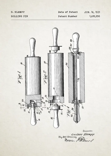 Wałek do ciasta patent - plakat kuchenny