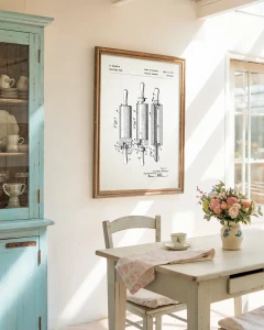 Wałek do ciasta patent - aranżacja plakatu na ścianie w kuchni