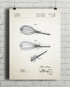 Trzepaczka kuchenna patent - aranżacja plakatu na ceglanej ścianie
