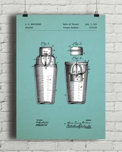 Szejker patent - aranżacja plakatu na ceglanej ścianie