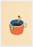 Pierwszy łyk espresso - plakat z kawą