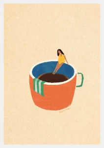 Pierwszy łyk espresso - plakat z kawą