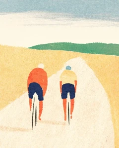 Rowerowa przyjaźń - szczegół plakatu z dwójką rowerzystów
