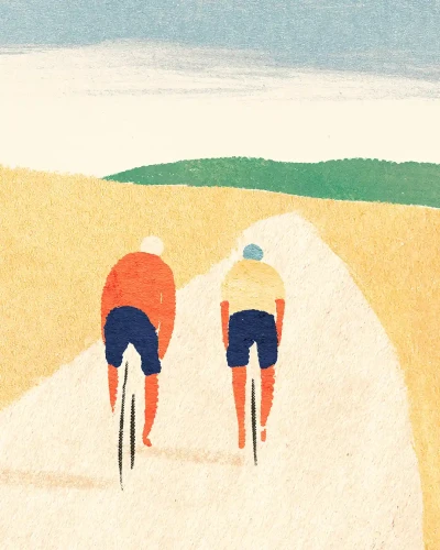 Rowerowa przyjaźń - szczegół plakatu z dwójką rowerzystów
