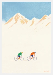 W górach na rowerze - plakat z rowerzystami