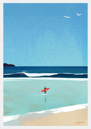 Poranny surfing - plakat surferski