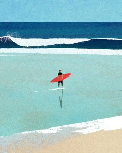 Poranny surfing - szczegół plakatu