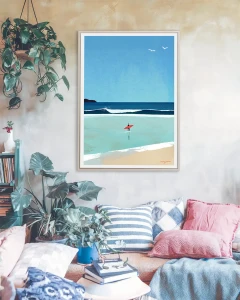Poranny surfing - aranżacja plakatu na ścianie pokoju