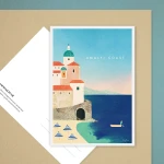 Amalfi Włochy - plaża Atrani - pocztówka