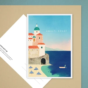 Amalfi Włochy - plaża Atrani - pocztówka
