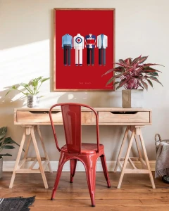 The Who - aranżacja plakatu na biurku z czerwonym krzesłem