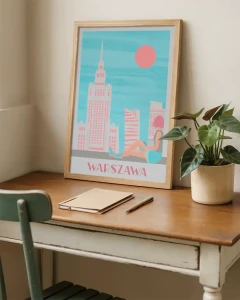 Warszawa - aranżacja plakatu na biurku