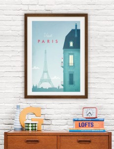 Paryż Francja - Wieża Eiffla i kamienice - plakat na ścianie