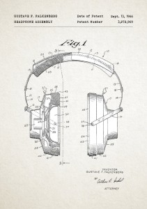 Słuchawki - patent - plakat