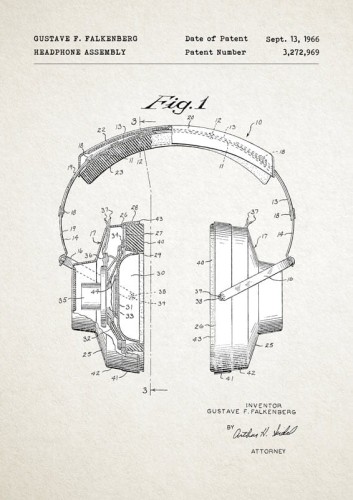 Słuchawki - patent - plakat
