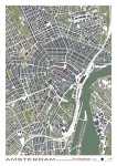 Amsterdam Holandia mapa - plakat / plan miasta Green
