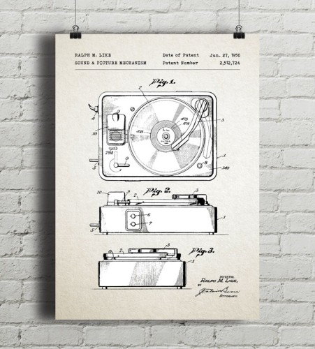 Gramofon - patent - plakat