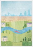 Londyn panorama z Tamizą i Green Park - plakat