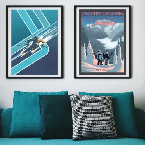 Retro Alpine Ski - plakat + Snowboard Therapy