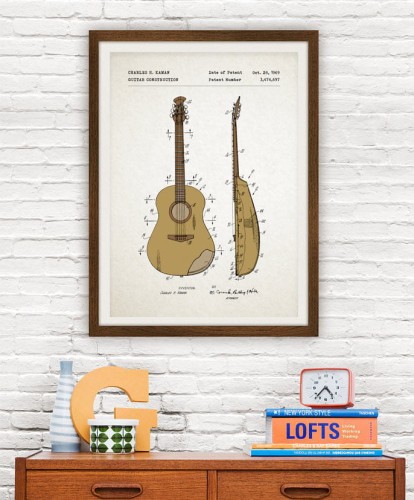 Gitara - patent - plakat