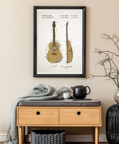 Gitara - patent - plakat