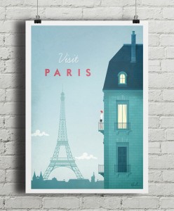 Paryż Francja - Wieża Eiffla i kamienice - plakat na ścianę