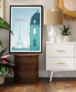 Paryż Francja - Wieża Eiffla i kamienice - plakat w salonie