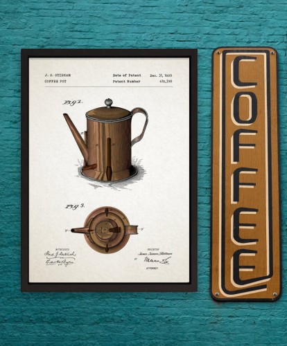 Dzbanek do kawy - patent- plakat