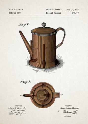 Dzbanek do kawy - patent- plakat