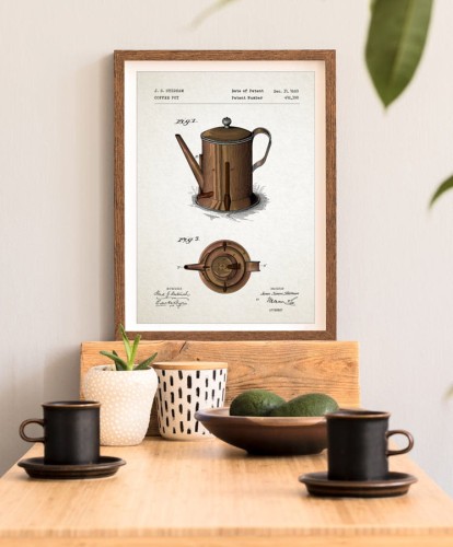 Dzbanek do kawy - patent- plakat