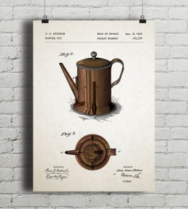 Dzbanek do kawy - patent- plakat