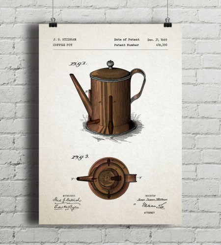 Dzbanek do kawy - patent- plakat