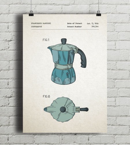 Kawiarka - patent - plakat