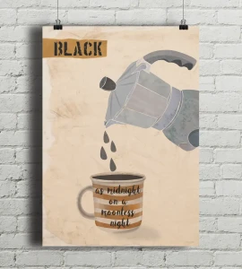 Czarna kawa - plakat