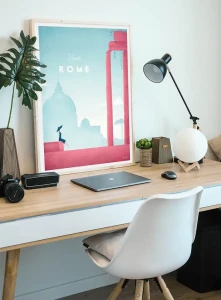 Rzym - Forum Romanum i Bazylika św. Piotra - plakat na biurku