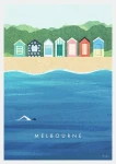 Melbourne Australia - kolorowe plażowe chatki - plakat