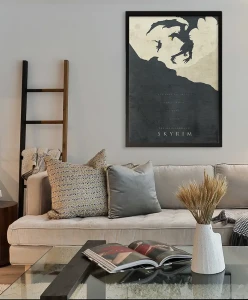 Skyrim - aranżacja plakatu w salonie