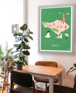 Bali Indonezja mapa graficzna - aranżacja plakatu