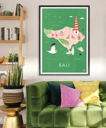 Bali Indonezja mapa graficzna - aranżacja plakatu